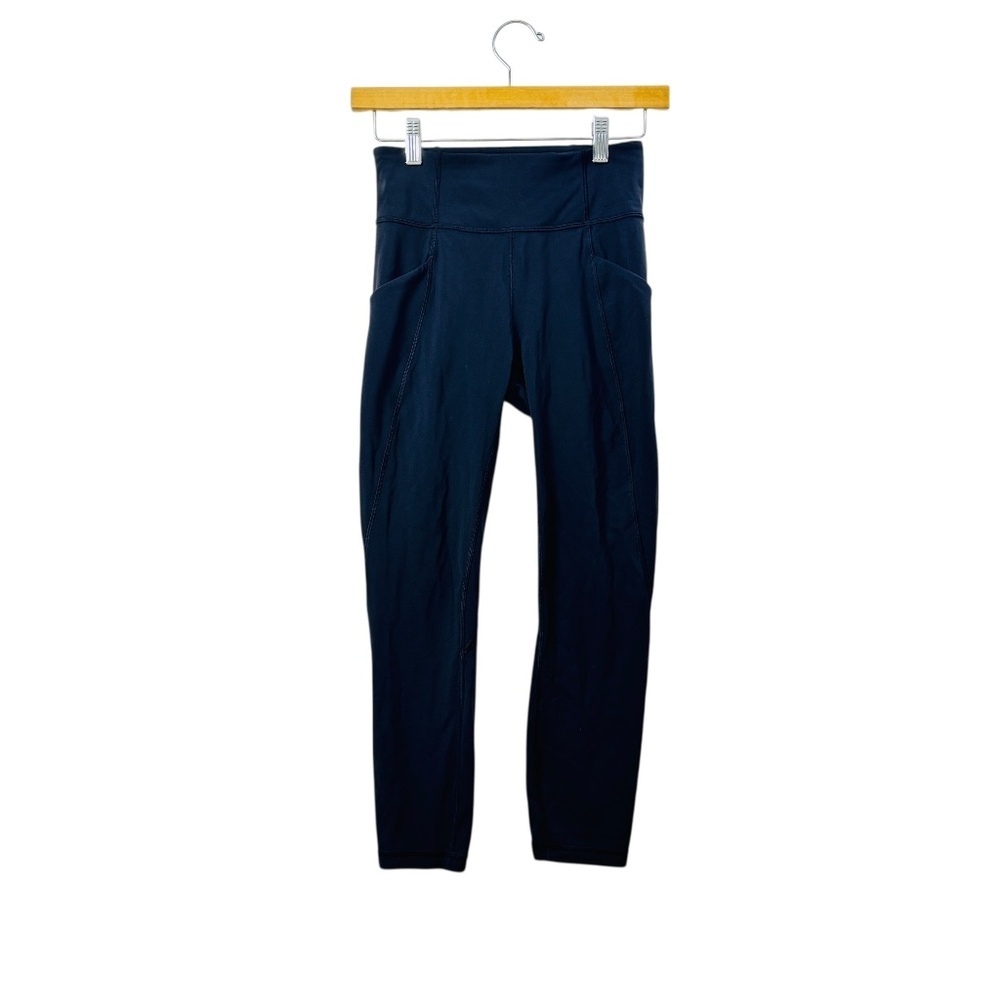 Lululemon Time To Sweat Crop 23'' Leggings 4 Black Performance Activewear Yoga - Picture 4 of 10